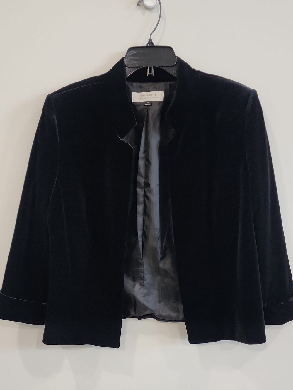 Tahari Black Velvet Open-Front Blazer Jacket
